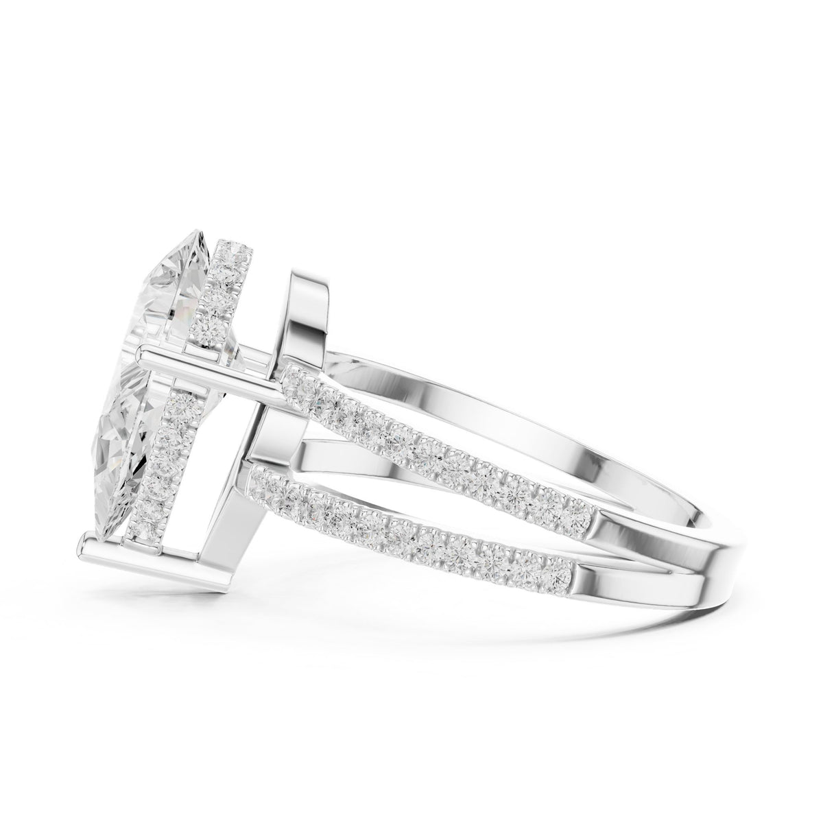Pear Hidden Halo Lab Grown Diamond Engagement Ring