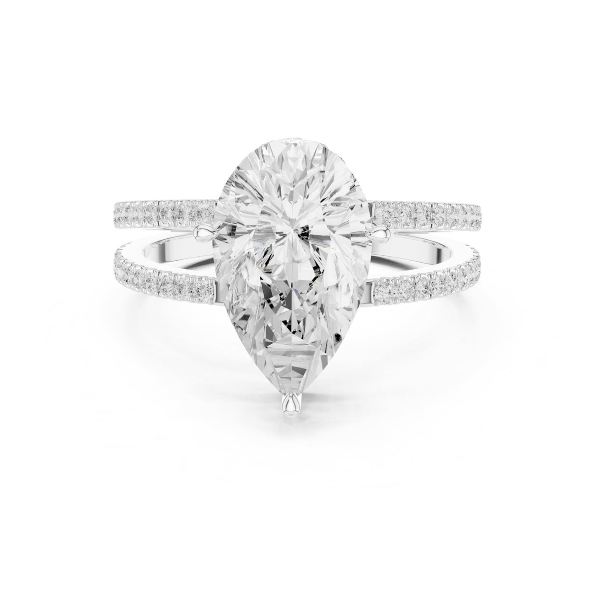 Pear Hidden Halo Lab Grown Diamond Engagement Ring