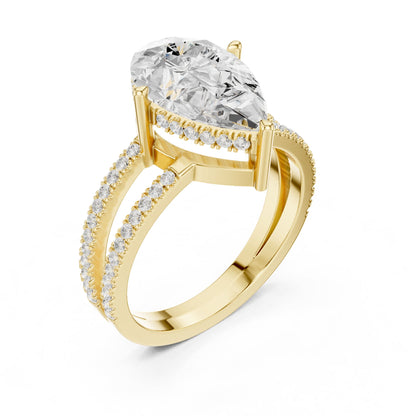 Pear Hidden Halo Lab Grown Diamond Engagement Ring