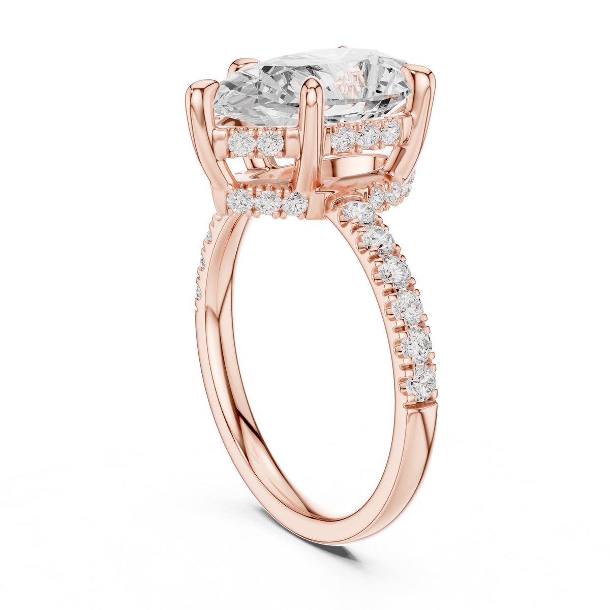 Pear Hidden Halo Lab Grown Diamond Engagement Ring