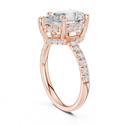 Pear Hidden Halo Lab Grown Diamond Engagement Ring