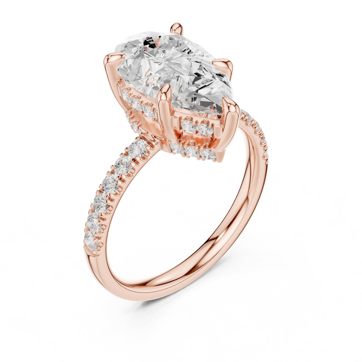 Pear Hidden Halo Lab Grown Diamond Engagement Ring