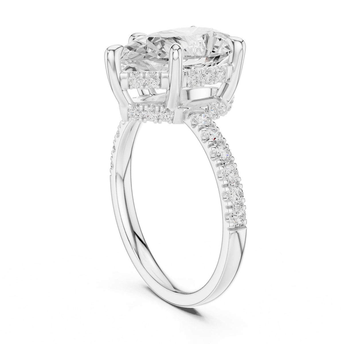 Pear Hidden Halo Lab Grown Diamond Engagement Ring