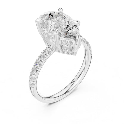 Pear Hidden Halo Lab Grown Diamond Engagement Ring