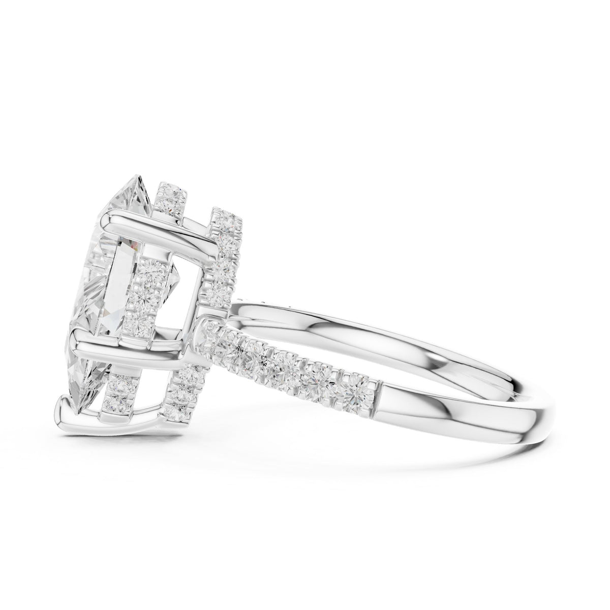 Pear Hidden Halo Lab Grown Diamond Engagement Ring