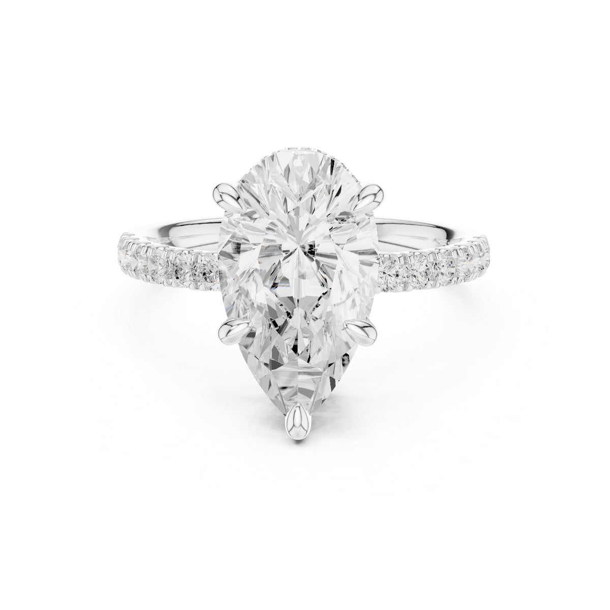Pear Hidden Halo Lab Grown Diamond Engagement Ring