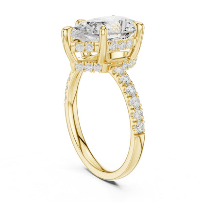 Pear Hidden Halo Lab Grown Diamond Engagement Ring