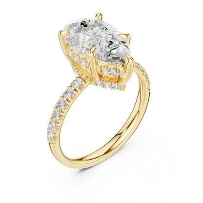 Pear Hidden Halo Lab Grown Diamond Engagement Ring