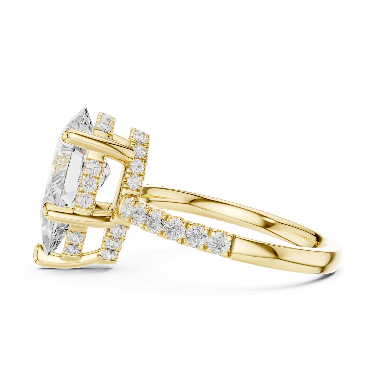 Pear Hidden Halo Lab Grown Diamond Engagement Ring