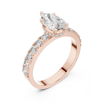 Pear Hidden Halo Lab Grown Diamond Engagement Ring