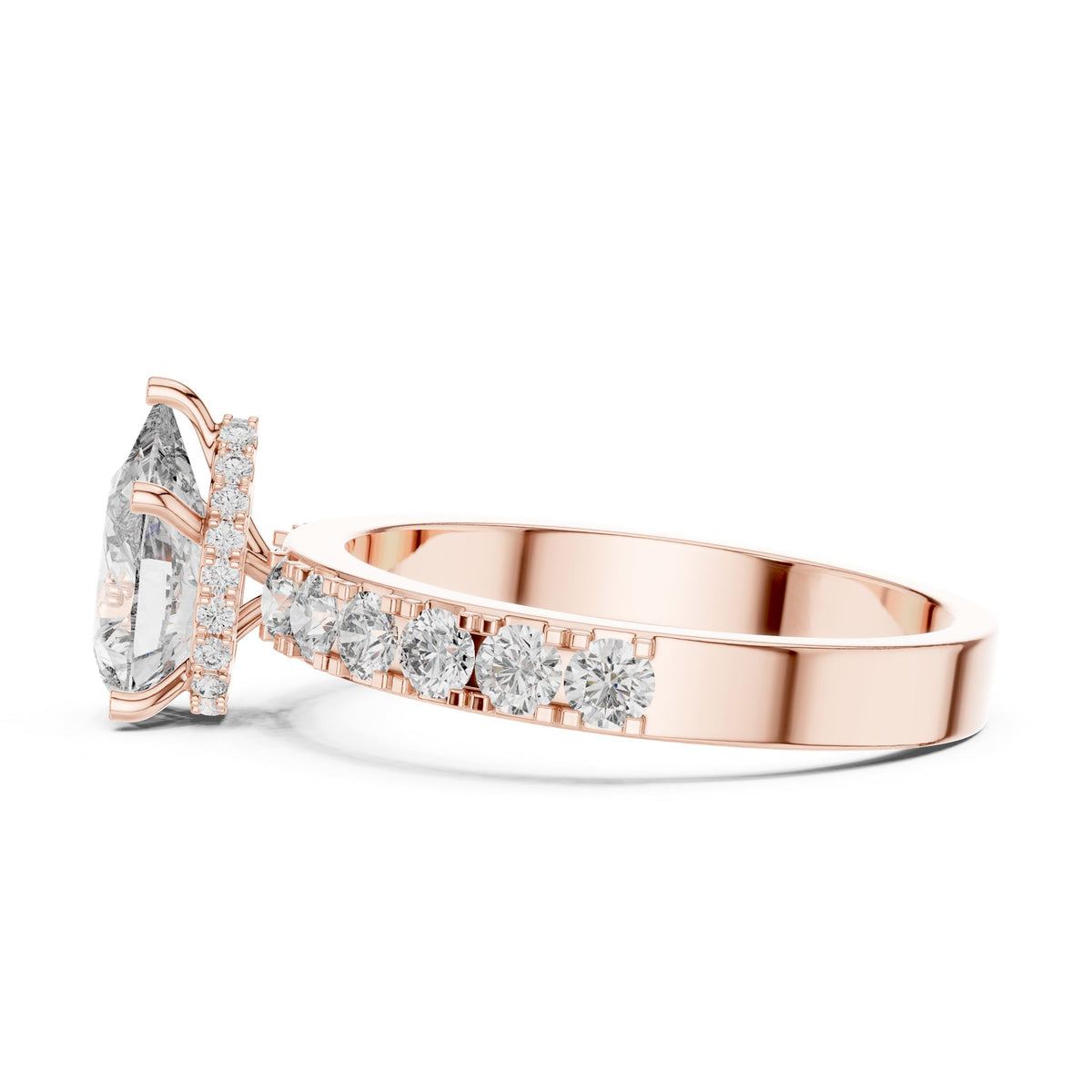 Pear Hidden Halo Lab Grown Diamond Engagement Ring