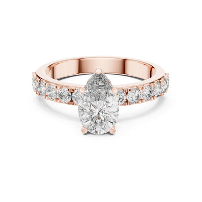 Pear Hidden Halo Lab Grown Diamond Engagement Ring
