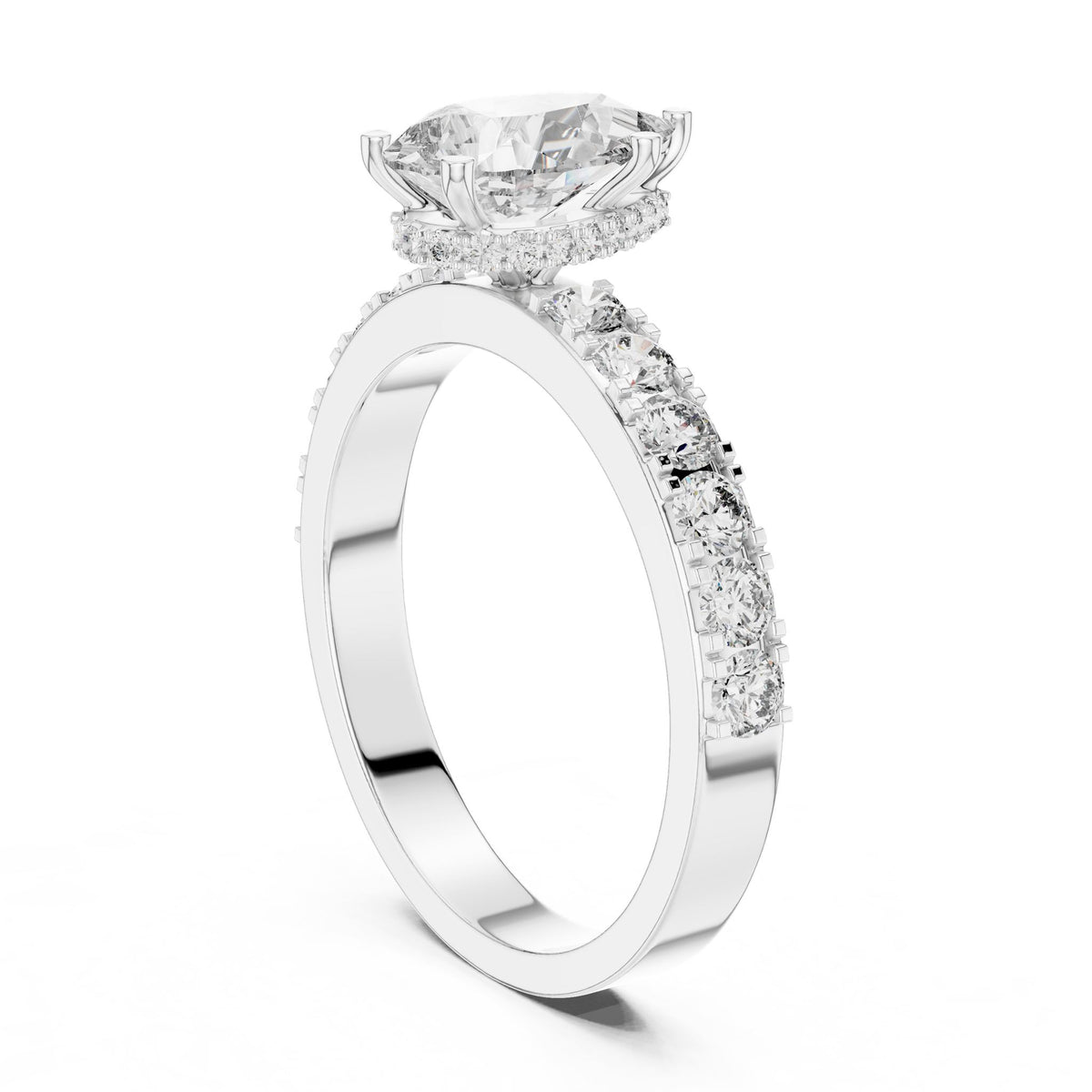 Pear Hidden Halo Lab Grown Diamond Engagement Ring