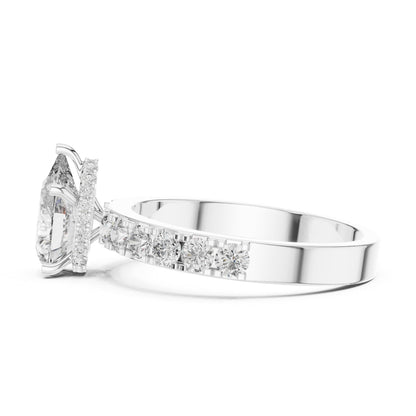 Pear Hidden Halo Lab Grown Diamond Engagement Ring