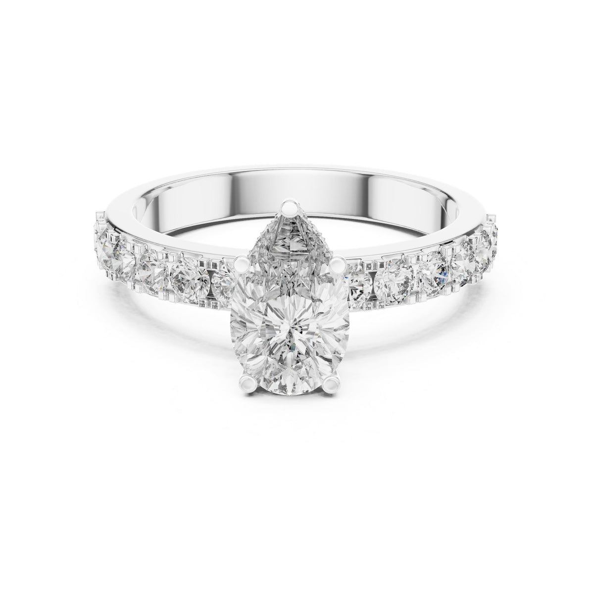 Pear Hidden Halo Lab Grown Diamond Engagement Ring