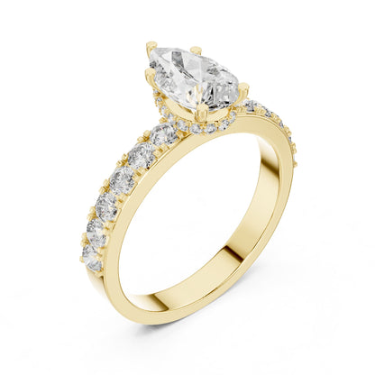 Pear Hidden Halo Lab Grown Diamond Engagement Ring