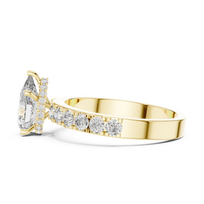 Pear Hidden Halo Lab Grown Diamond Engagement Ring