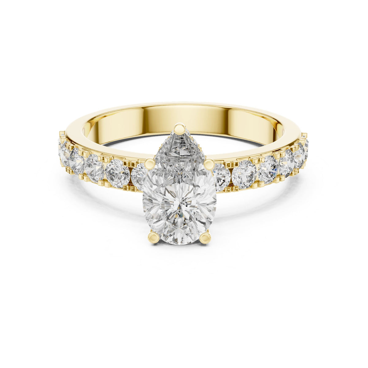 Pear Hidden Halo Lab Grown Diamond Engagement Ring