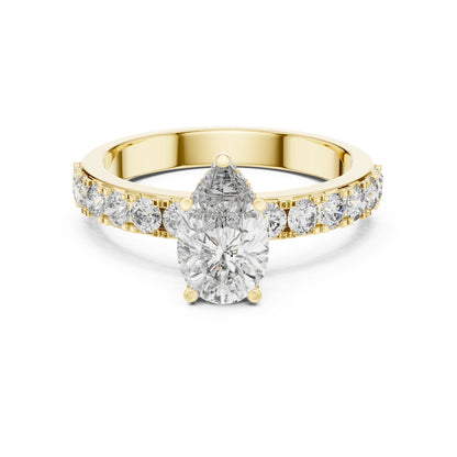 Pear Hidden Halo Lab Grown Diamond Engagement Ring