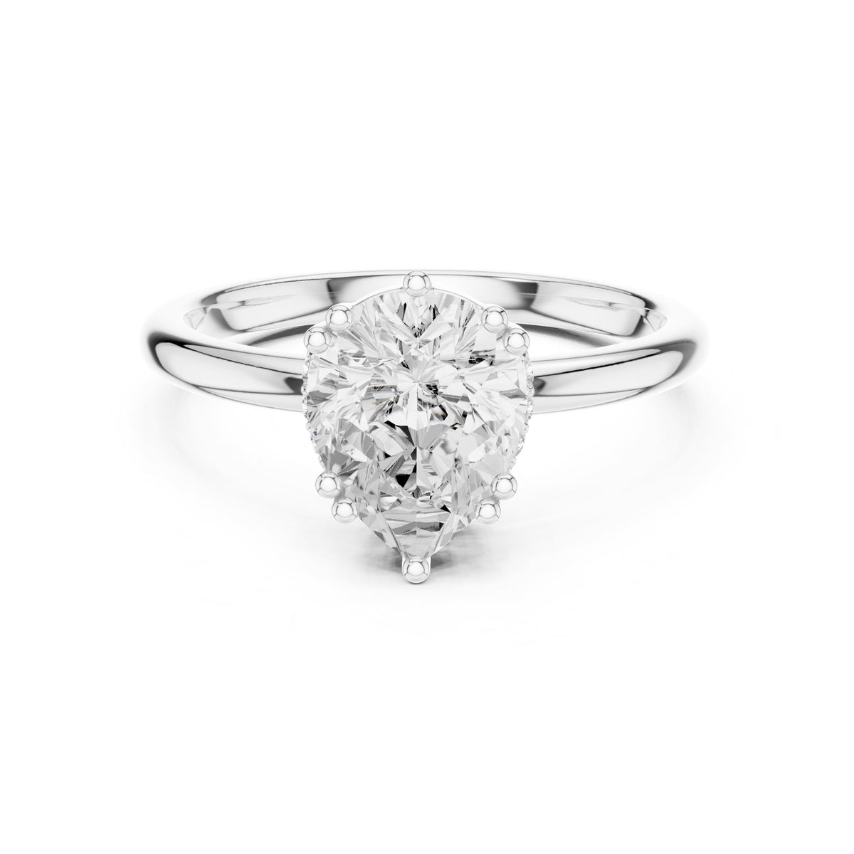 Pear Hidden Halo Lab Grown Diamond Engagement Ring