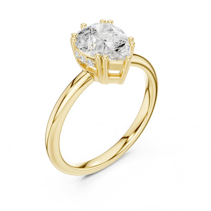 Pear Hidden Halo Lab Grown Diamond Engagement Ring