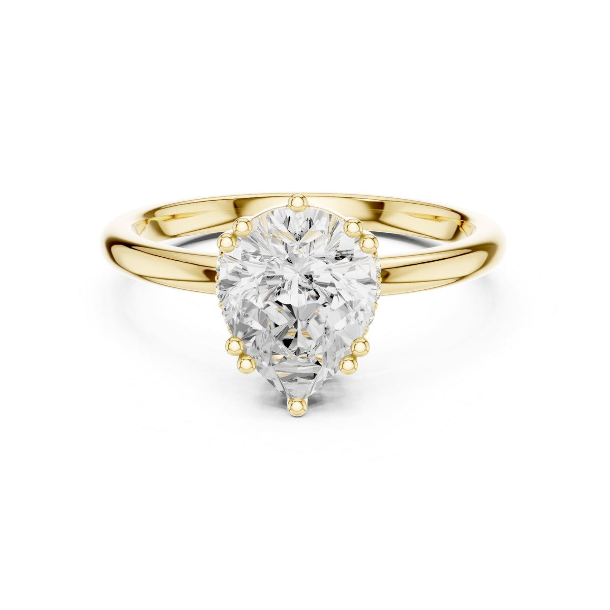 Pear Hidden Halo Lab Grown Diamond Engagement Ring