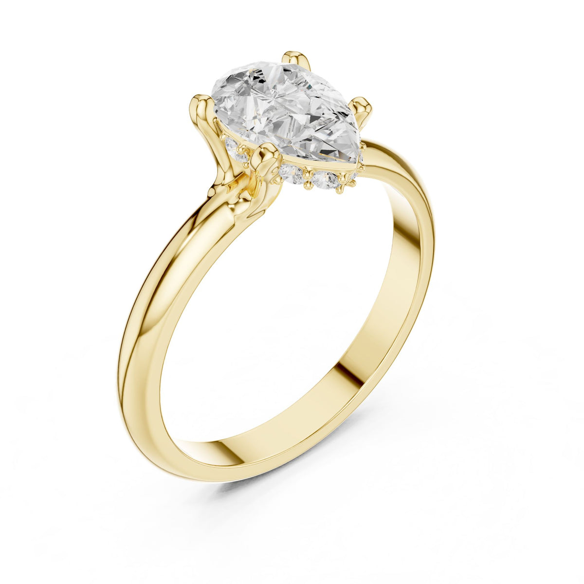 Pear Hidden Halo Lab Grown Diamond Engagement Ring