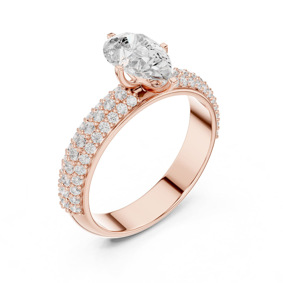 Pear Pave Lab Grown Diamond Engagement Ring