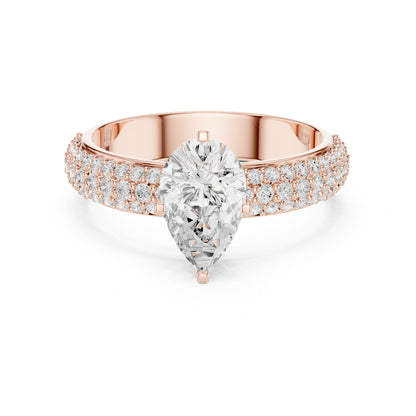 Pear Pave Lab Grown Diamond Engagement Ring