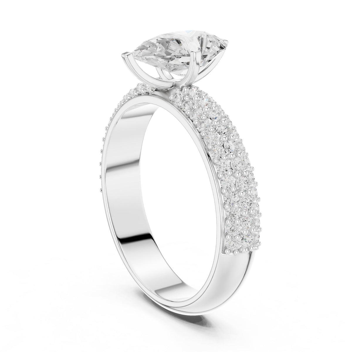 Pear Pave Lab Grown Diamond Engagement Ring