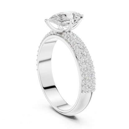 Pear Pave Lab Grown Diamond Engagement Ring