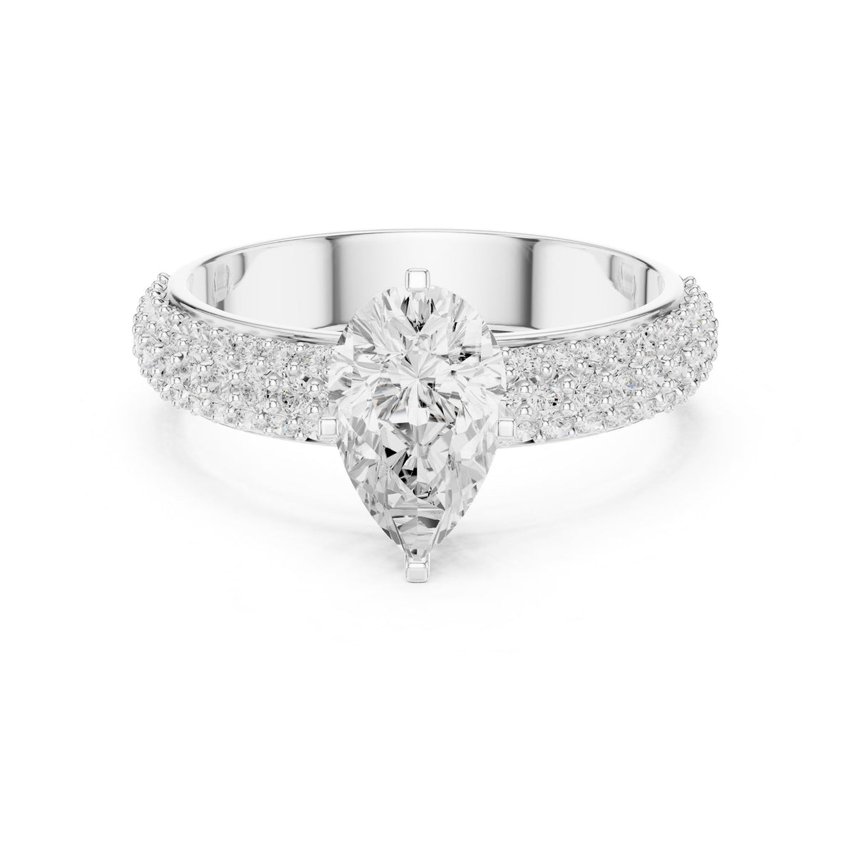 Pear Pave Lab Grown Diamond Engagement Ring