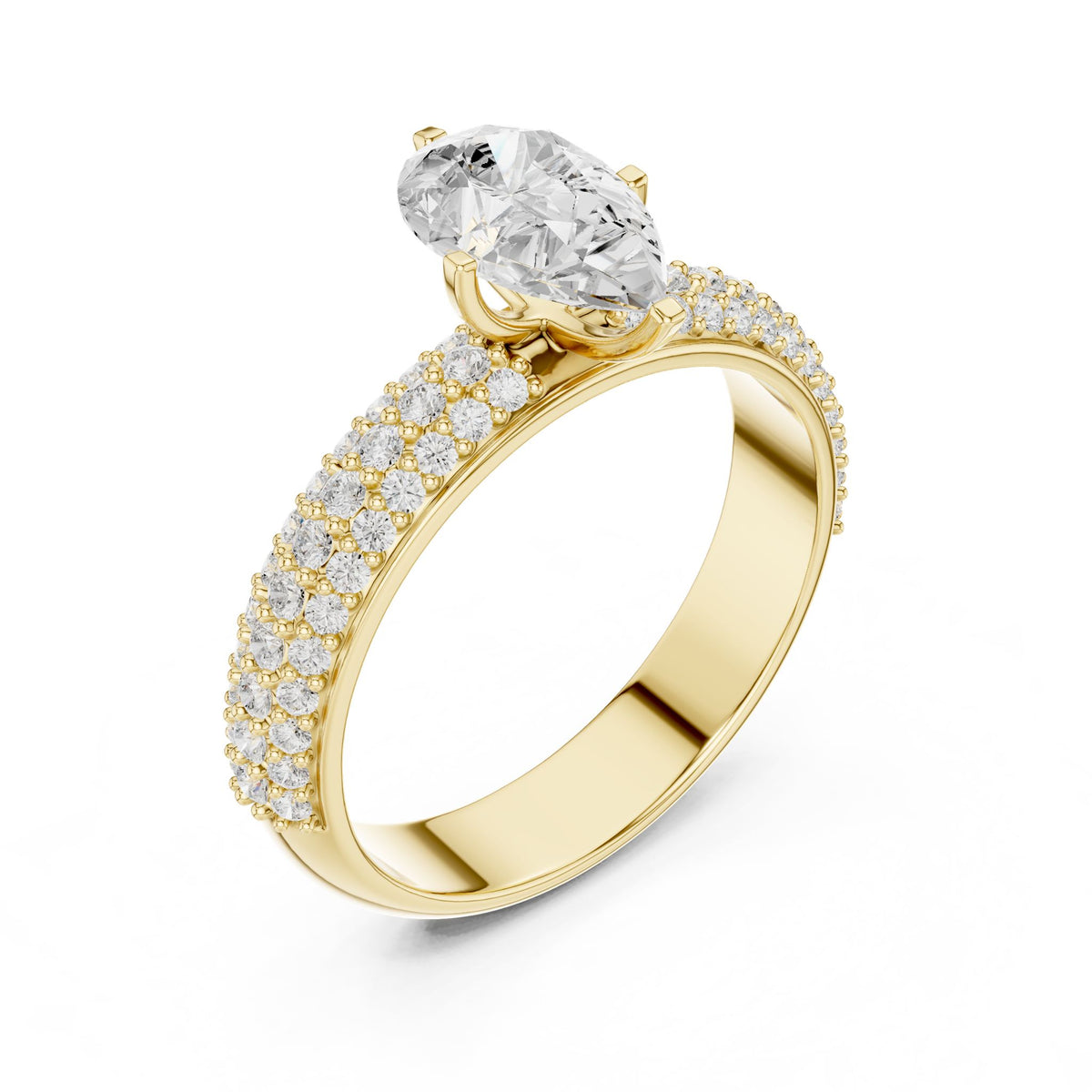 Pear Pave Lab Grown Diamond Engagement Ring