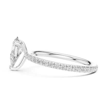 Pear Pave Lab Grown Diamond Engagement Ring