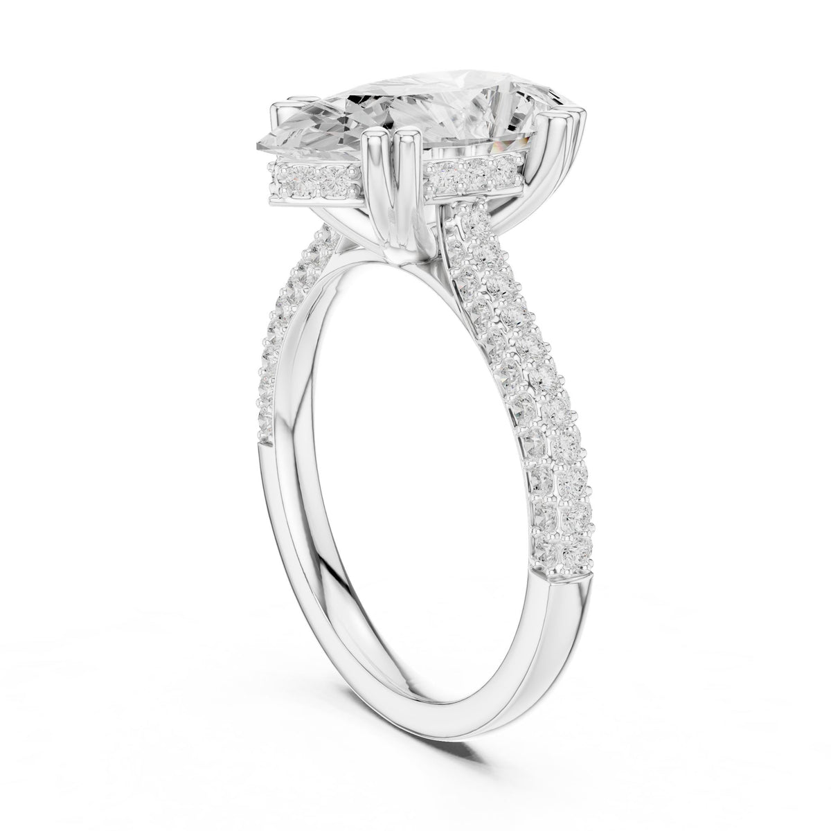 Pear Pave Lab Grown Diamond Engagement Ring