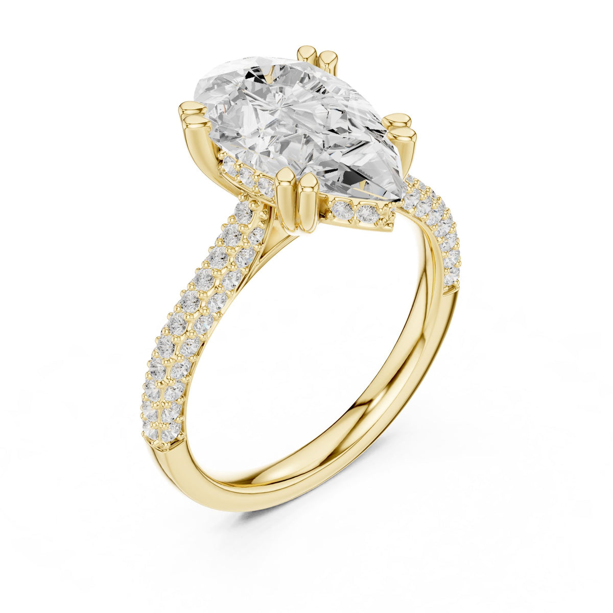 Pear Pave Lab Grown Diamond Engagement Ring