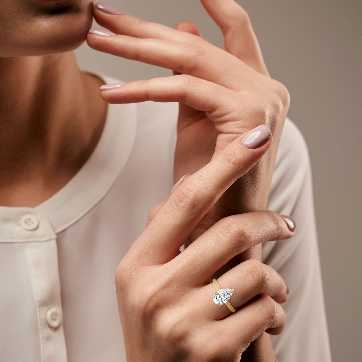 Pear Solitaire Lab Grown Diamond Engagement Ring