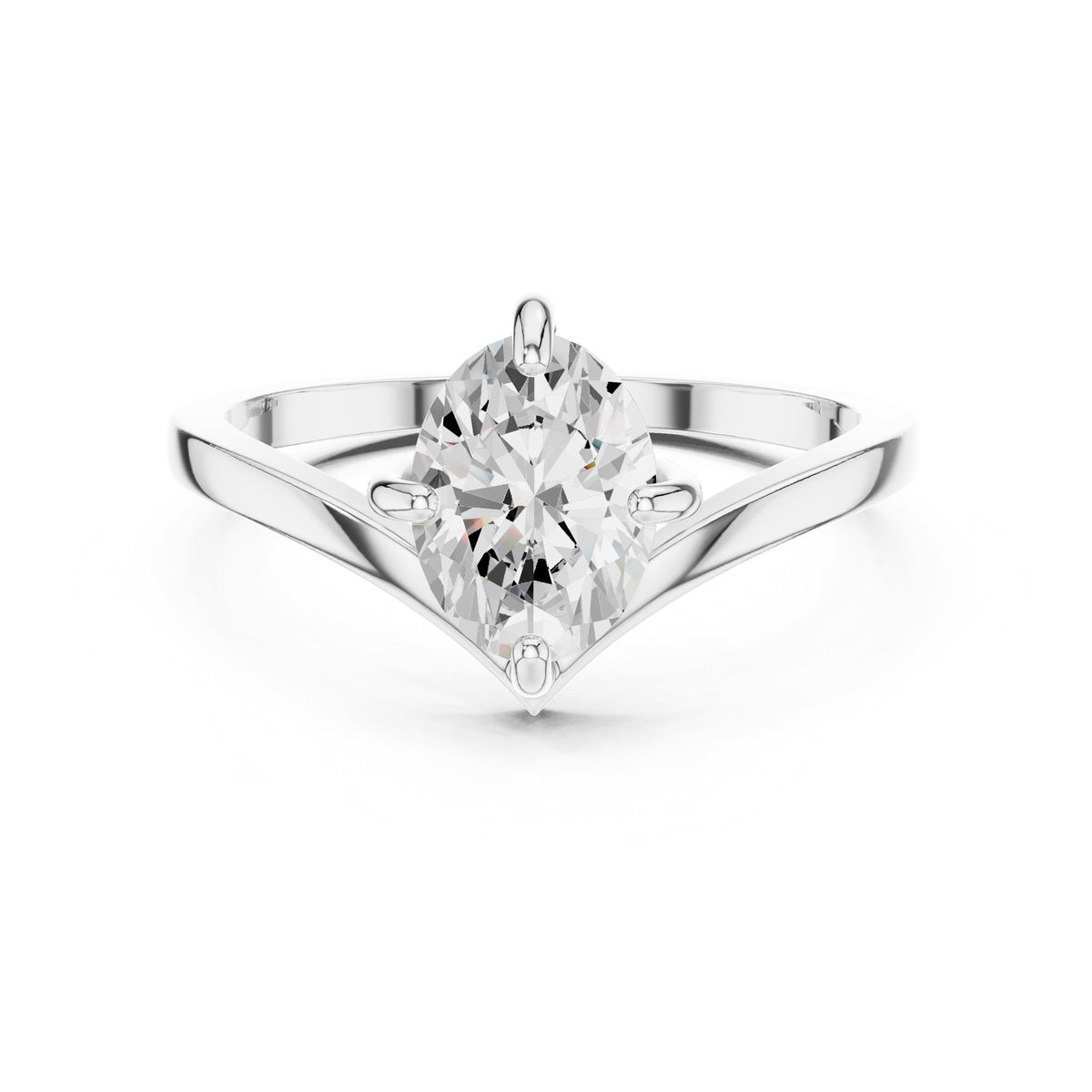 Pear Solitaire Lab Grown Diamond Engagement Ring