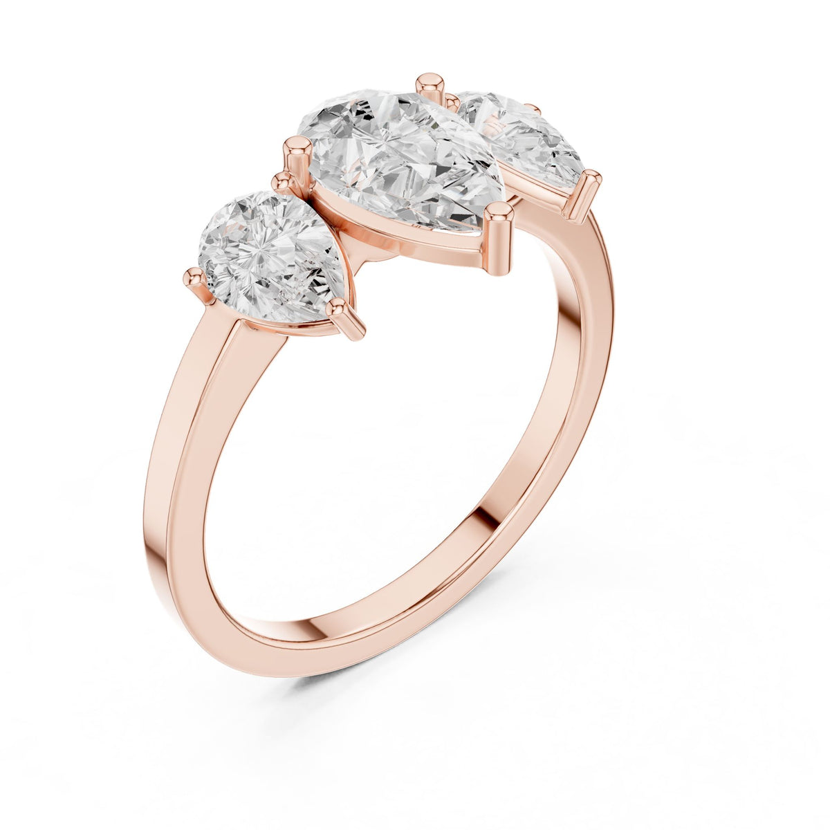 Pear Three Stone Lab Grown Diamond Engagement Ring