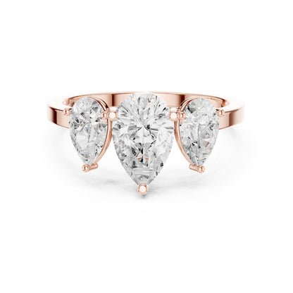 Pear Three Stone Lab Grown Diamond Engagement Ring