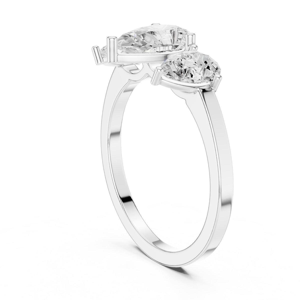 Pear Three Stone Lab Grown Diamond Engagement Ring