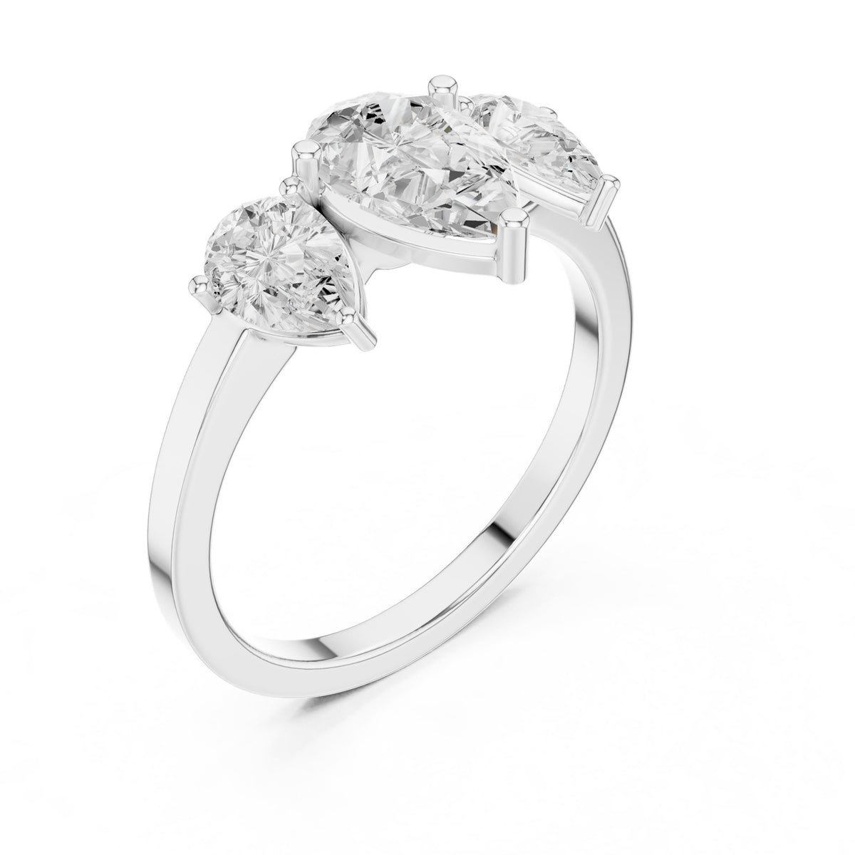 Pear Three Stone Lab Grown Diamond Engagement Ring