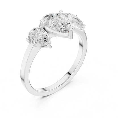 Pear Three Stone Lab Grown Diamond Engagement Ring