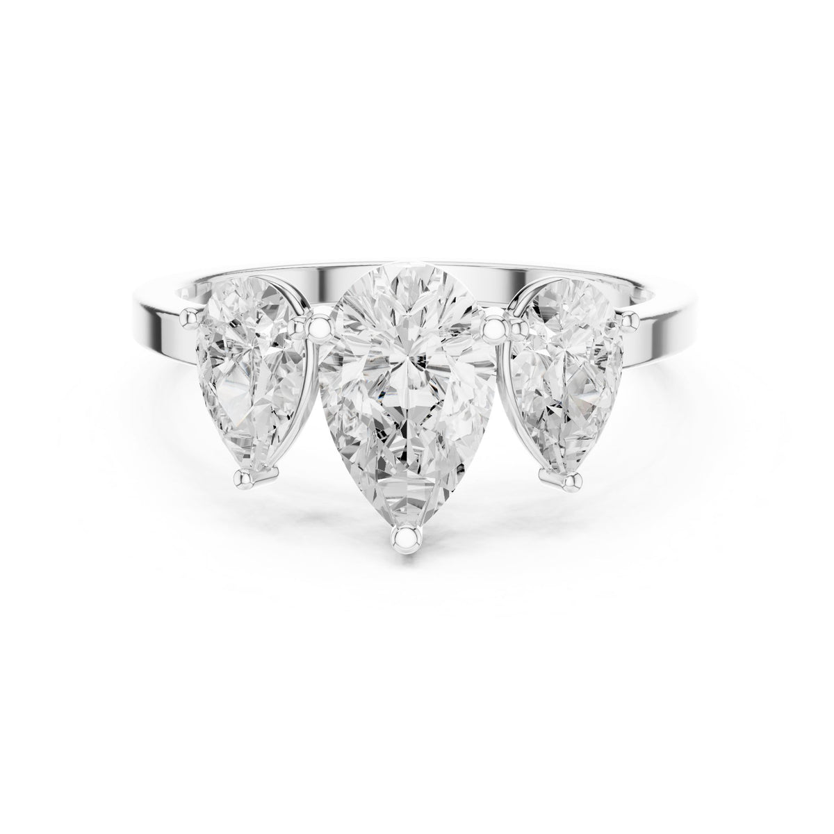 Pear Three Stone Lab Grown Diamond Engagement Ring