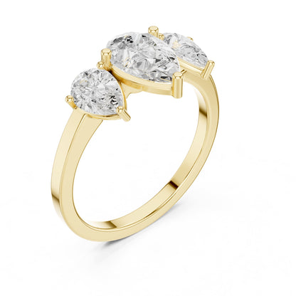 Pear Three Stone Lab Grown Diamond Engagement Ring