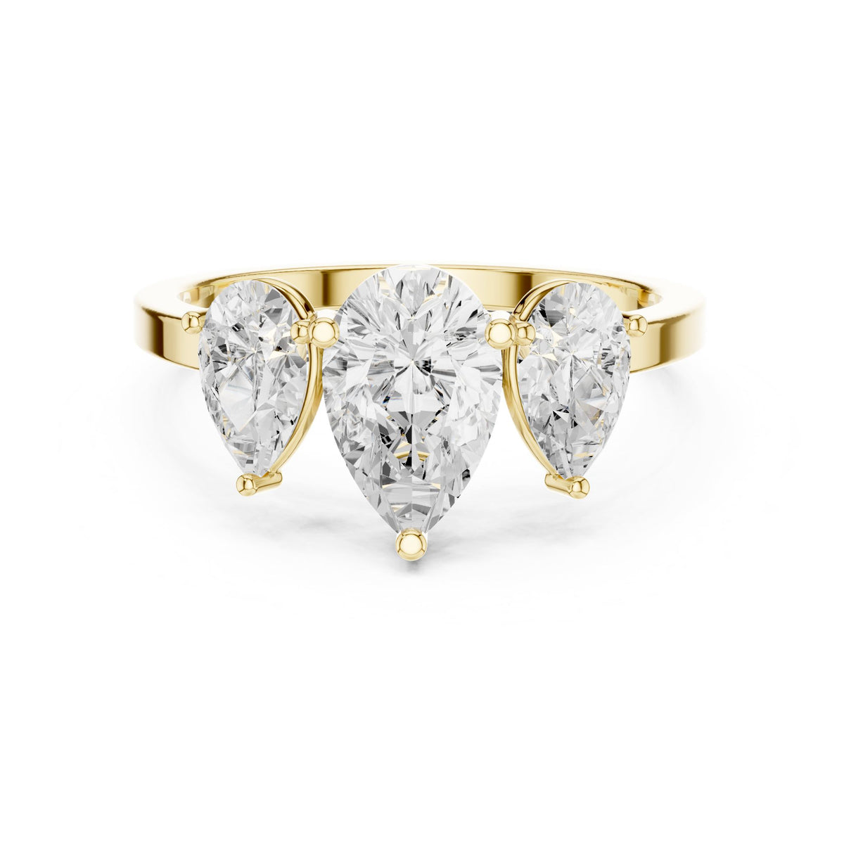 Pear Three Stone Lab Grown Diamond Engagement Ring