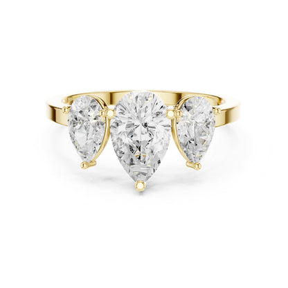 Pear Three Stone Lab Grown Diamond Engagement Ring