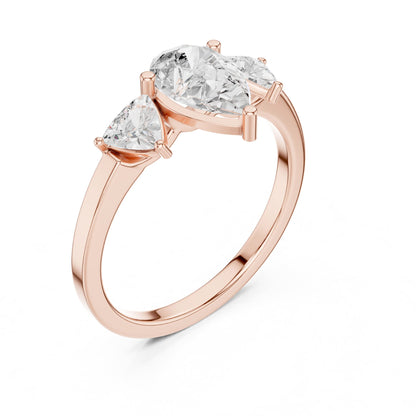 Pear Three Stone Lab Grown Diamond Engagement Ring