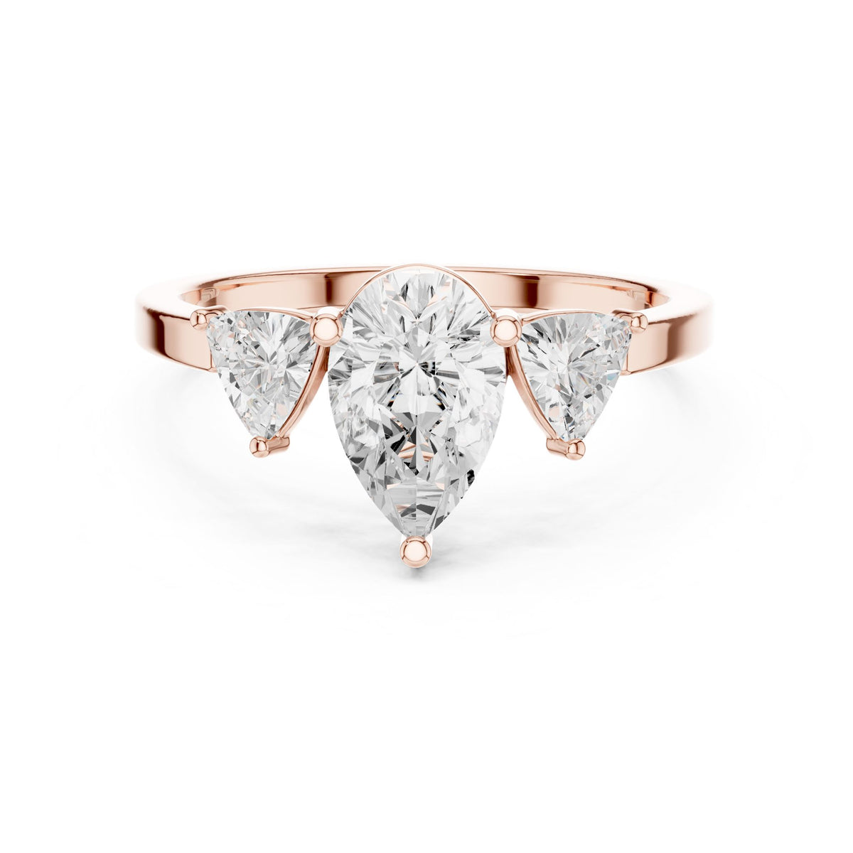 Pear Three Stone Lab Grown Diamond Engagement Ring