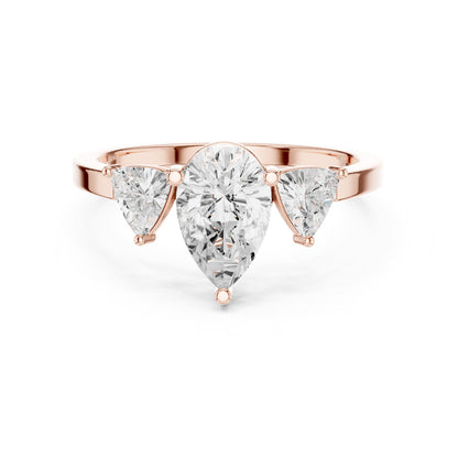 Pear Three Stone Lab Grown Diamond Engagement Ring